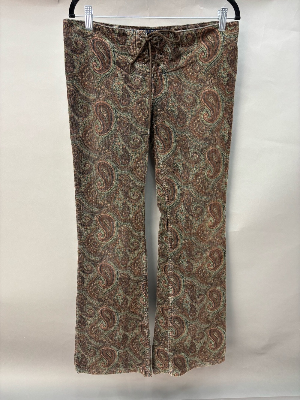Juicy Couture Multicolor Paisley Lace-Up Corduroy Pants